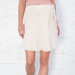 Mini wrap skirt white with pink flowers, small.